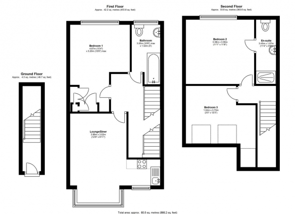 Floor Plan Image for 3 Bedroom Apartment to Rent in Hamilton Road, Wimbledon, Wimbledon