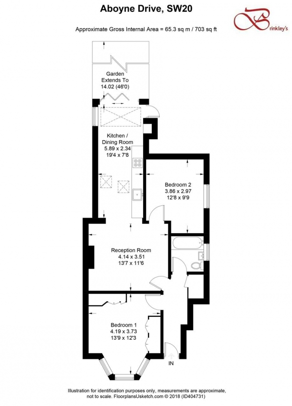 Floor Plan Image for 2 Bedroom Apartment for Sale in Aboyne Drive, Raynes Park