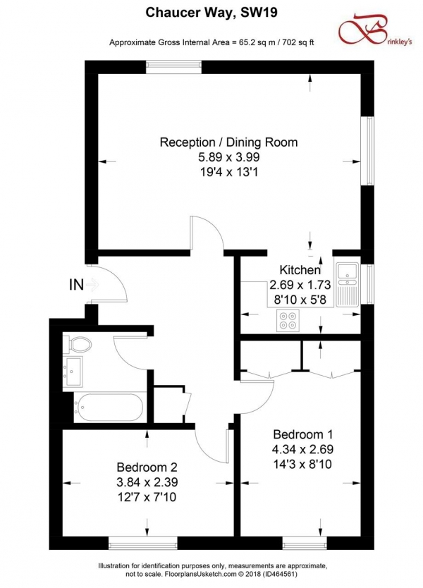 Floor Plan Image for 2 Bedroom Apartment for Sale in Mountcombe House, Chaucer Way, Wimbledon