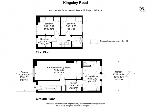 Floor Plan Image for 3 Bedroom Terraced House for Sale in Kingsley Road, Wimbledon