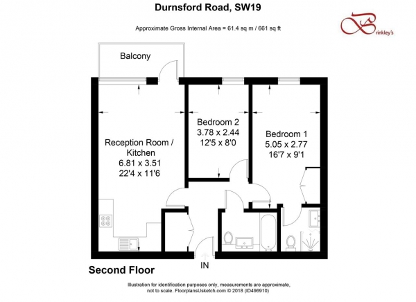 Floor Plan Image for 2 Bedroom Apartment for Sale in Cork House, 5 Durnsford Road, Wimbledon