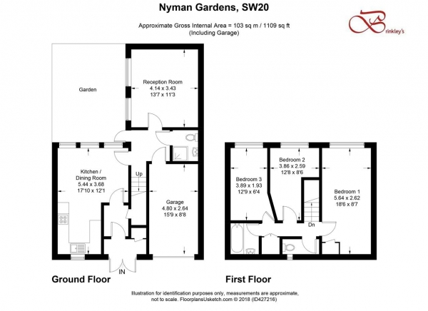 Floor Plan Image for 3 Bedroom Terraced House for Sale in Nymans Gardens, Raynes Park