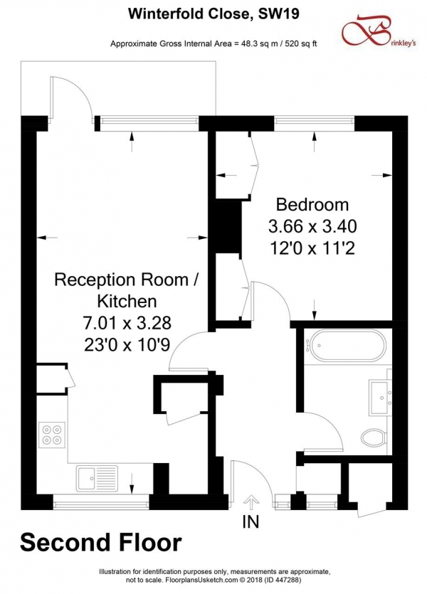 Floor Plan Image for 1 Bedroom Apartment for Sale in Winterfold Close, Southfields, Southfields