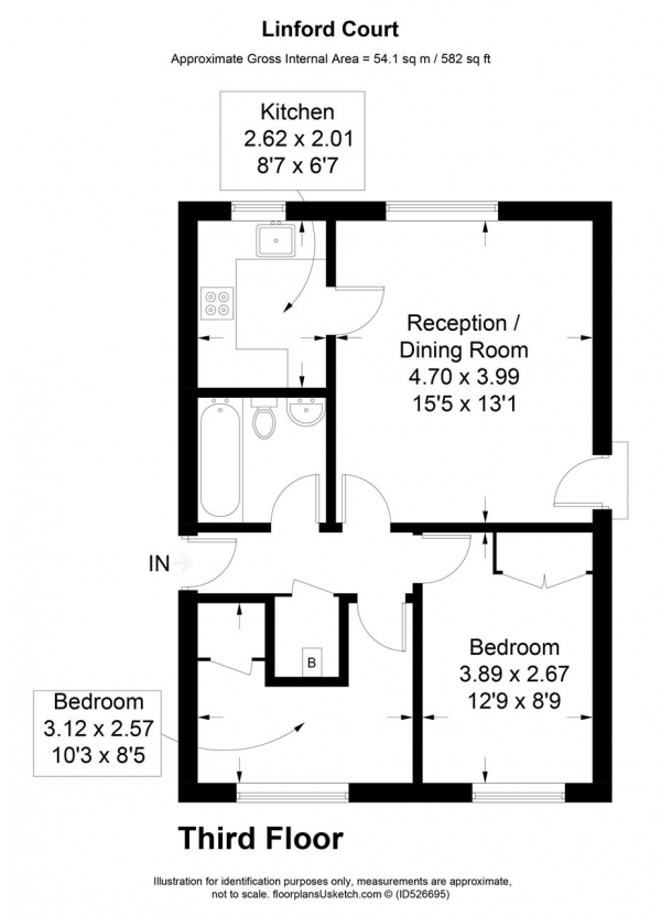 Floor Plan Image for 2 Bedroom Apartment for Sale in Linford Court, Appleton Square, Mitcham