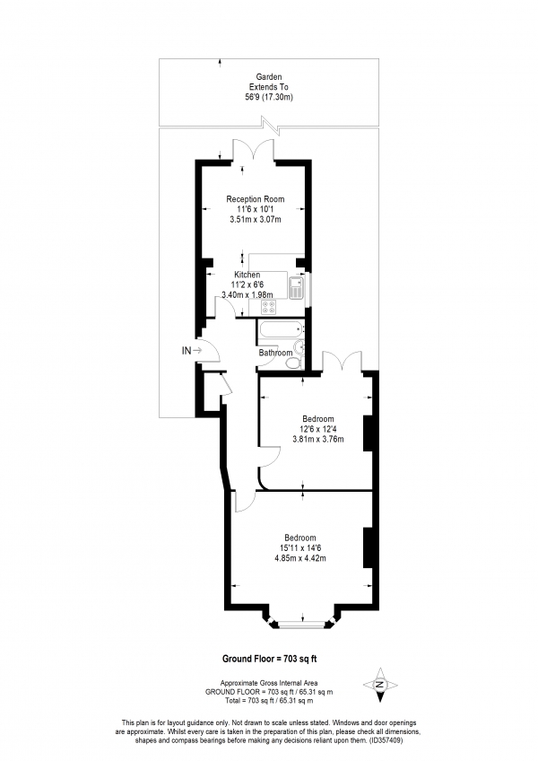 Floor Plan Image for 2 Bedroom Apartment to Rent in Graham Road, Wimbledon