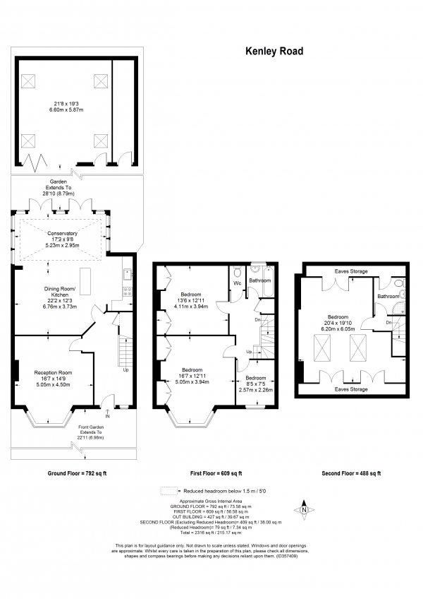 Floor Plan Image for 4 Bedroom Terraced House to Rent in Kenley Road, Merton Park