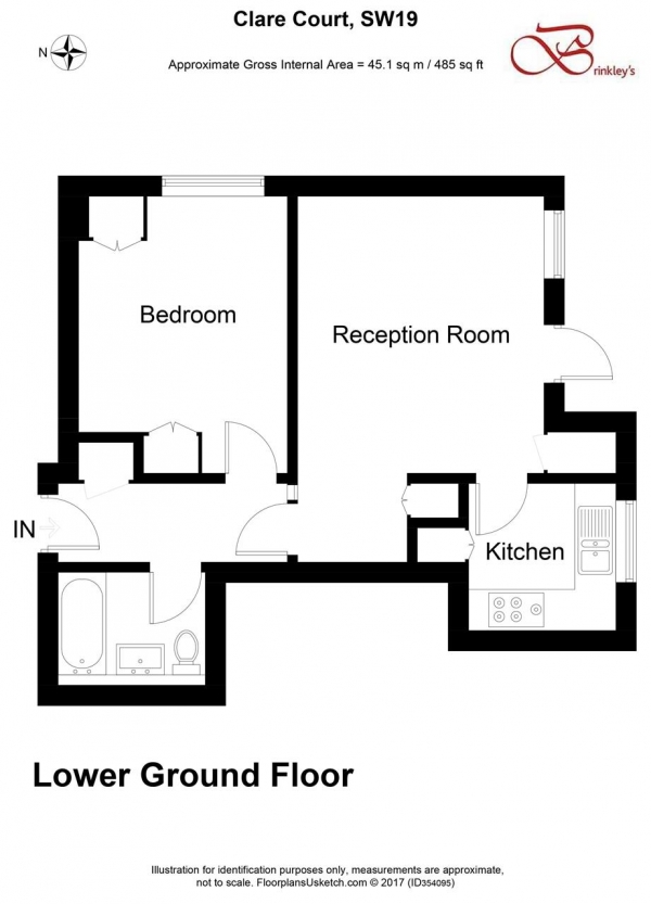 Floor Plan Image for 1 Bedroom Apartment to Rent in Clare Court, Grosvenor Hill, Wimbledon Village