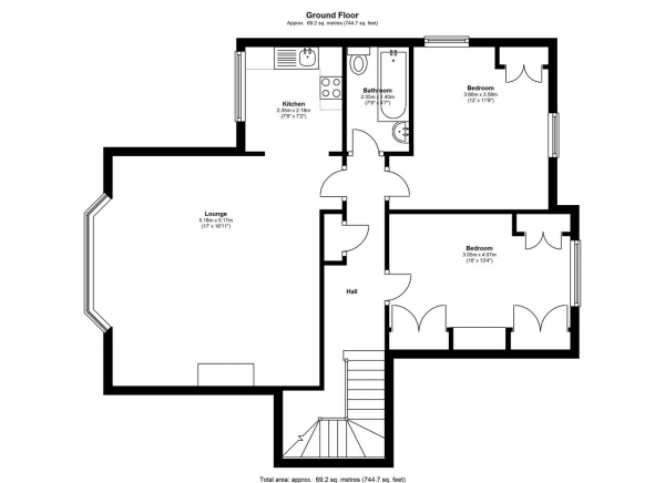 Floor Plan Image for 2 Bedroom Apartment to Rent in Thornton Hill, Wimbledon