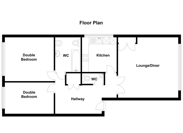 Floor Plan Image for 2 Bedroom Apartment to Rent in Princes Road, Wimbledon