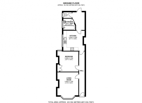 Floor Plan Image for 1 Bedroom Apartment to Rent in South Park Road, Wimbledon