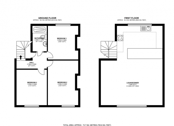 Floor Plan Image for 3 Bedroom Apartment to Rent in The Broadway, Wimbledon