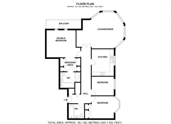 Floor Plan Image for 3 Bedroom Apartment to Rent in Southlands Drive, Southfields