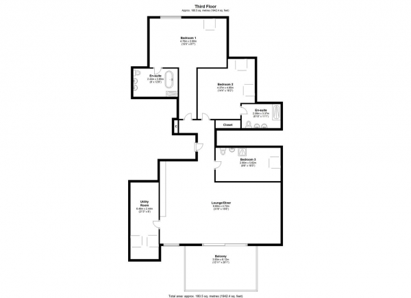 Floor Plan Image for 4 Bedroom Apartment to Rent in Powell House, 96 Wimbledon Hill Road, Wimbledon