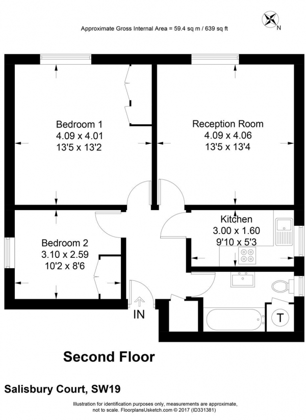 Floor Plan Image for 2 Bedroom Apartment to Rent in Salisbury Court, Wimbledon