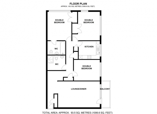 Floor Plan Image for 3 Bedroom Apartment to Rent in Ridgway, Wimbledon Village