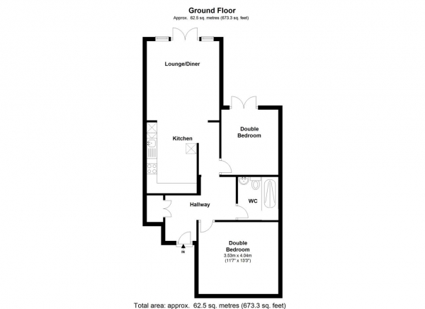 Floor Plan Image for 2 Bedroom Apartment to Rent in Morden Road, Wimbledon