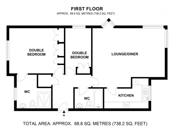 Floor Plan Image for 2 Bedroom Apartment to Rent in Lantern Court, Wimbledon