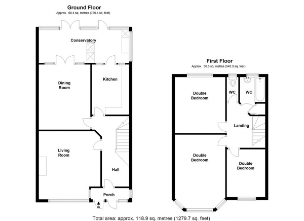 Floor Plan Image for 3 Bedroom Terraced House to Rent in Bushey Road, Raynes Park, London