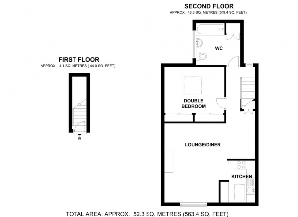 Floor Plan Image for 1 Bedroom Apartment to Rent in Springfield Road, Wimbledon