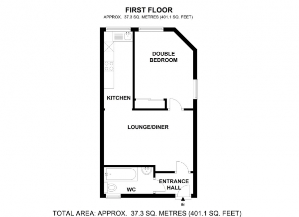 Floor Plan Image for 1 Bedroom Apartment to Rent in Merton High Street, Flat A, Wimbledon