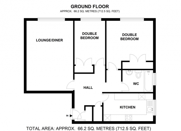 Floor Plan Image for 2 Bedroom Apartment to Rent in Selbridge Court, 35 Princes Road, Wimbledon