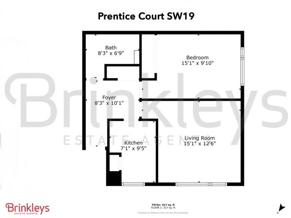 Floor Plan Image for 1 Bedroom Apartment to Rent in Prentice Court, Leopold Road, London