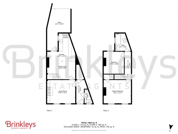 Floor Plan Image for 2 Bedroom End of Terrace House to Rent in Ashbourne Terrace, Wimbledon