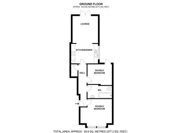 Floor Plan for 2 Bedroom Apartment to Rent in Kingston Road, Raynes Park, SW20, 8LN - £335 pw | £1450 pcm