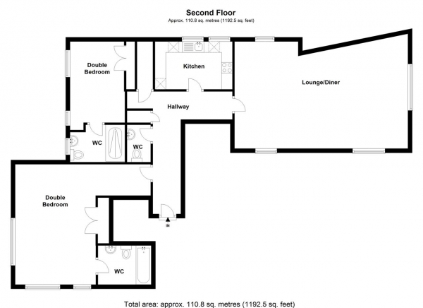 Floor Plan Image for 2 Bedroom Apartment to Rent in Queensmere House, 16 Royal Close, Wimbledon Village