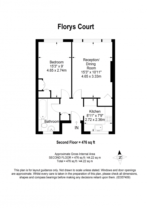 Floor Plan Image for 1 Bedroom Apartment to Rent in Florys Court, Augustus Road, Southfields