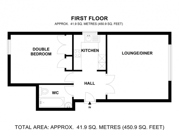 Floor Plan Image for 1 Bedroom Apartment to Rent in Foley Court, 67 Worple Road, Wimbledon