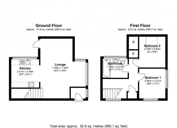 Floor Plan Image for 2 Bedroom End of Terrace House to Rent in Pelham Road, Wimbledon