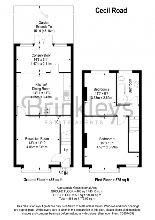 Floor Plan Image for 2 Bedroom Terraced House to Rent in Cecil Road, Wimbledon