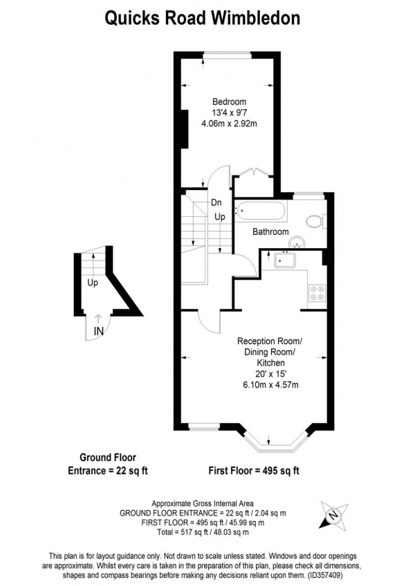 Floor Plan Image for 1 Bedroom Apartment to Rent in Quicks Road, Wimbledon