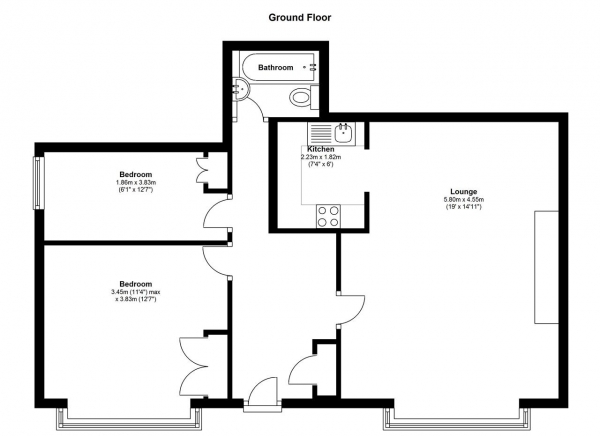 Floor Plan Image for 2 Bedroom Apartment to Rent in Worple Road, Wimbledon, Wimbledon