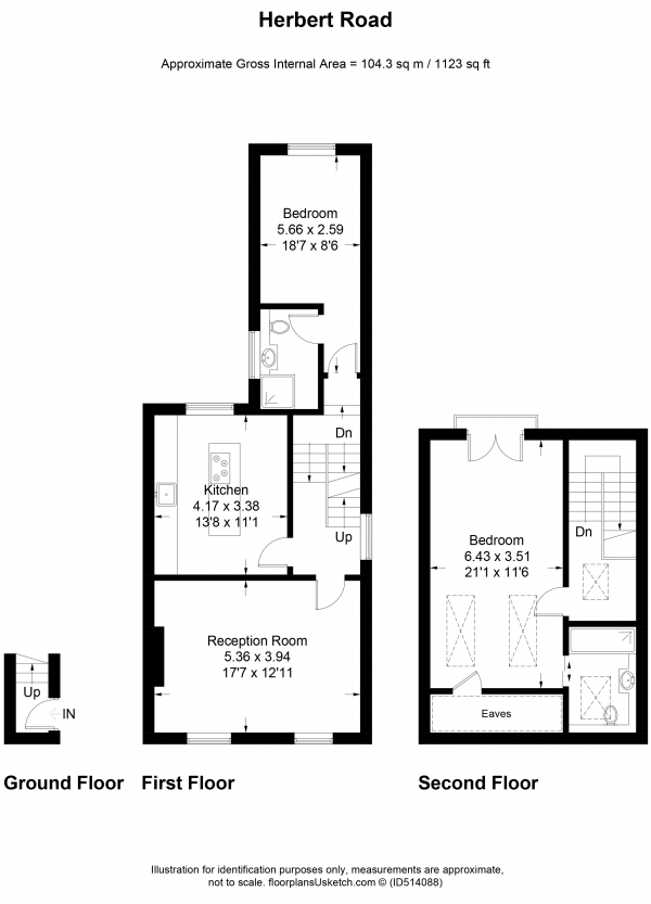 Floor Plan Image for 2 Bedroom Apartment to Rent in Herbert Road, London