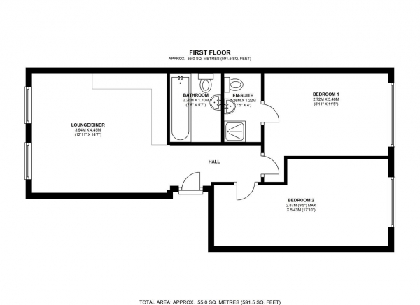 Floor Plan Image for 2 Bedroom Apartment to Rent in High Street Wimbledon, Wimbledon Village