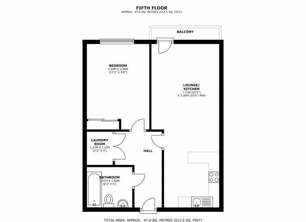 Floor Plan Image for 1 Bedroom Apartment to Rent in Chorus Development, 2 Stanley Road, Wimbledon