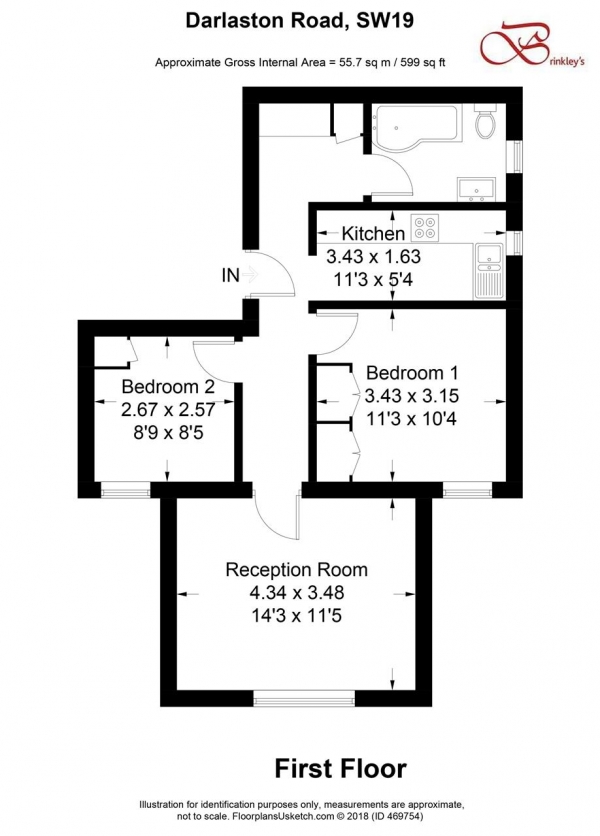 Floor Plan Image for 2 Bedroom Apartment for Sale in Darlaston Road, Wimbledon