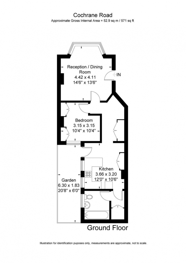 Floor Plan Image for 1 Bedroom Apartment for Sale in Cochrane Road, Wimbledon