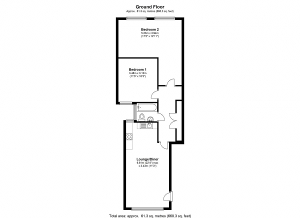 Floor Plan Image for 2 Bedroom Apartment to Rent in Haydons Road GFF, Wimbledon