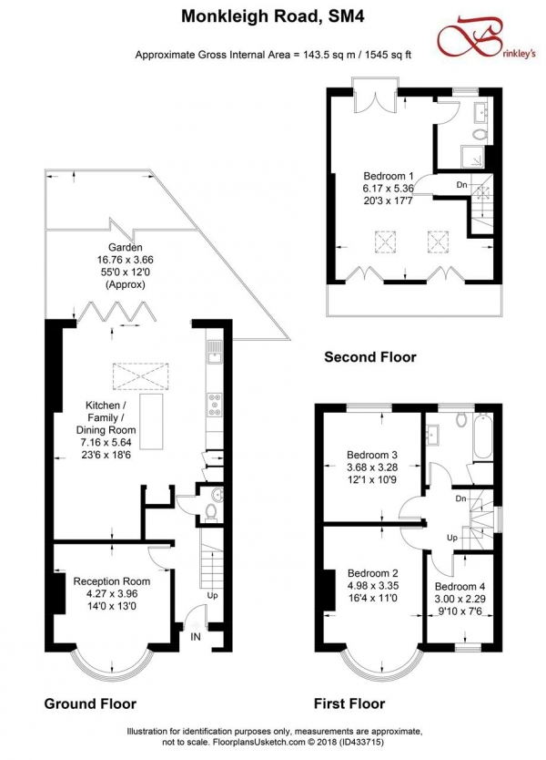 Floor Plan Image for 4 Bedroom Semi-Detached House for Sale in Monkleigh Road, Morden