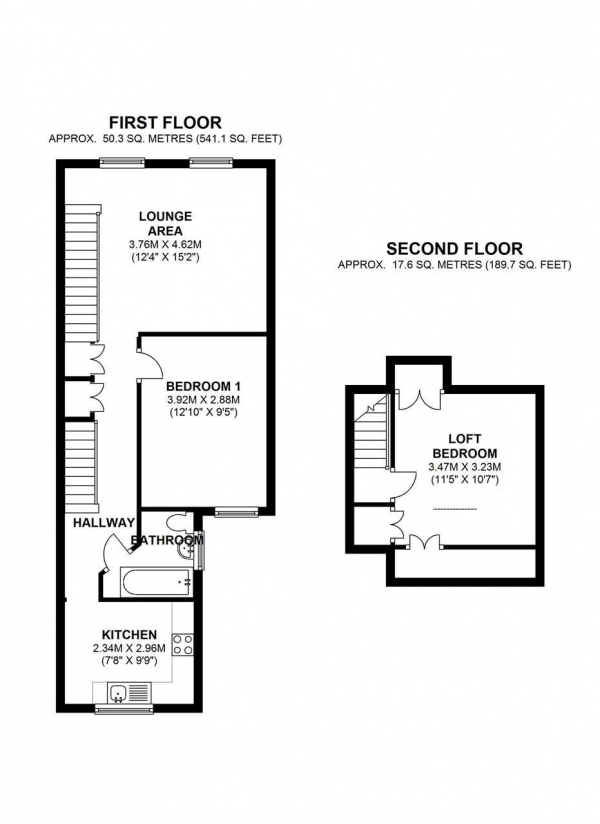 Floor Plan Image for 2 Bedroom Apartment to Rent in Haydons Road, Wimbledon