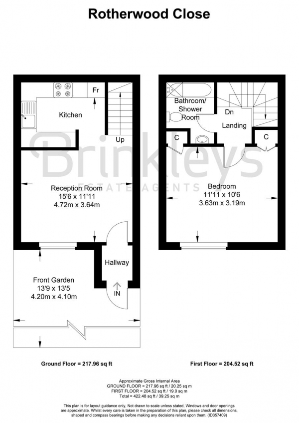 Floor Plan Image for 1 Bedroom Terraced House to Rent in Rotherwood Close, Wimbledon