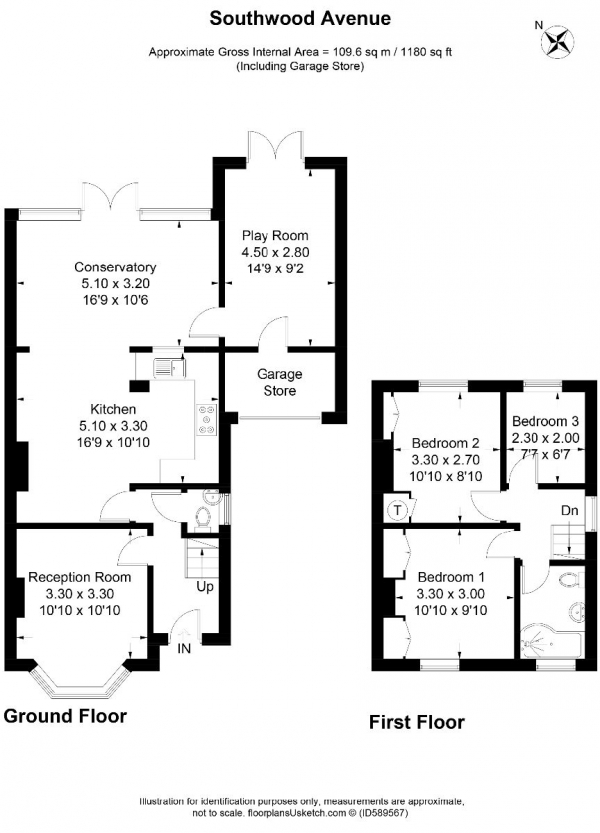 Floor Plan Image for 3 Bedroom Semi-Detached House to Rent in Southwood Avenue, Ottershaw