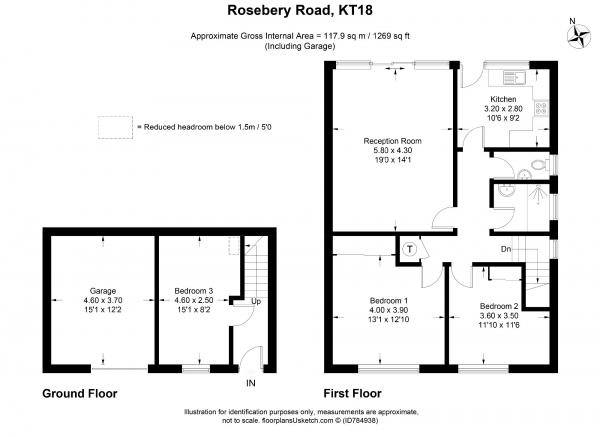 Floor Plan Image for 3 Bedroom Semi-Detached House for Sale in Rosebery Road, Epsom