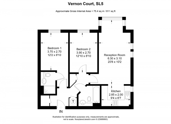 Floor Plan Image for 2 Bedroom Apartment for Sale in Vernon Court, London Road, Ascot