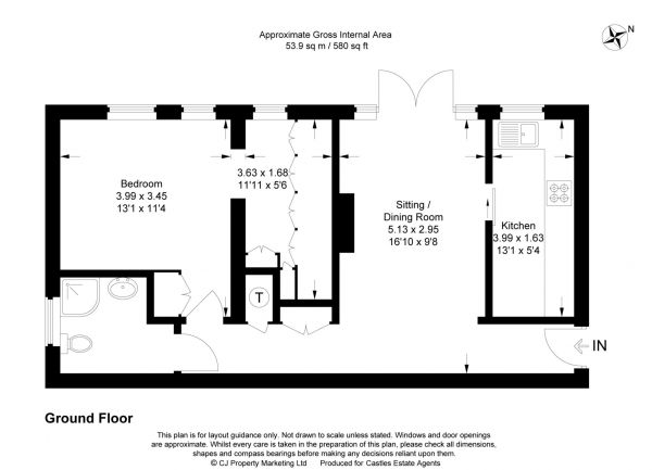 Floor Plan Image for 1 Bedroom Flat for Sale in Kilfillan Park, Kilfillan Gardens