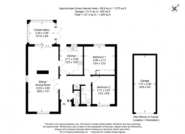 Floor Plan Image for 2 Bedroom Detached Bungalow for Sale in Fieldway, Berkhamsted