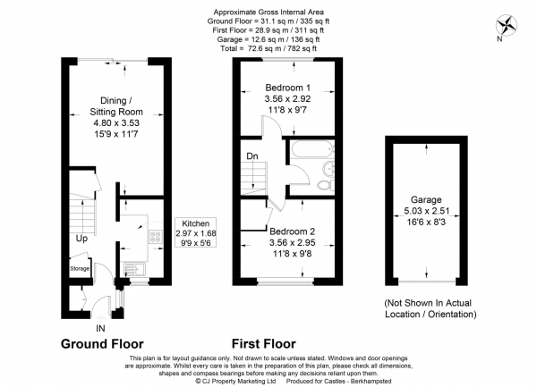 Floor Plan for 2 Bedroom Terraced House for Sale in Chapel Crofts, Northchurch, Northchurch, HP4, 3XG -  &pound375,000